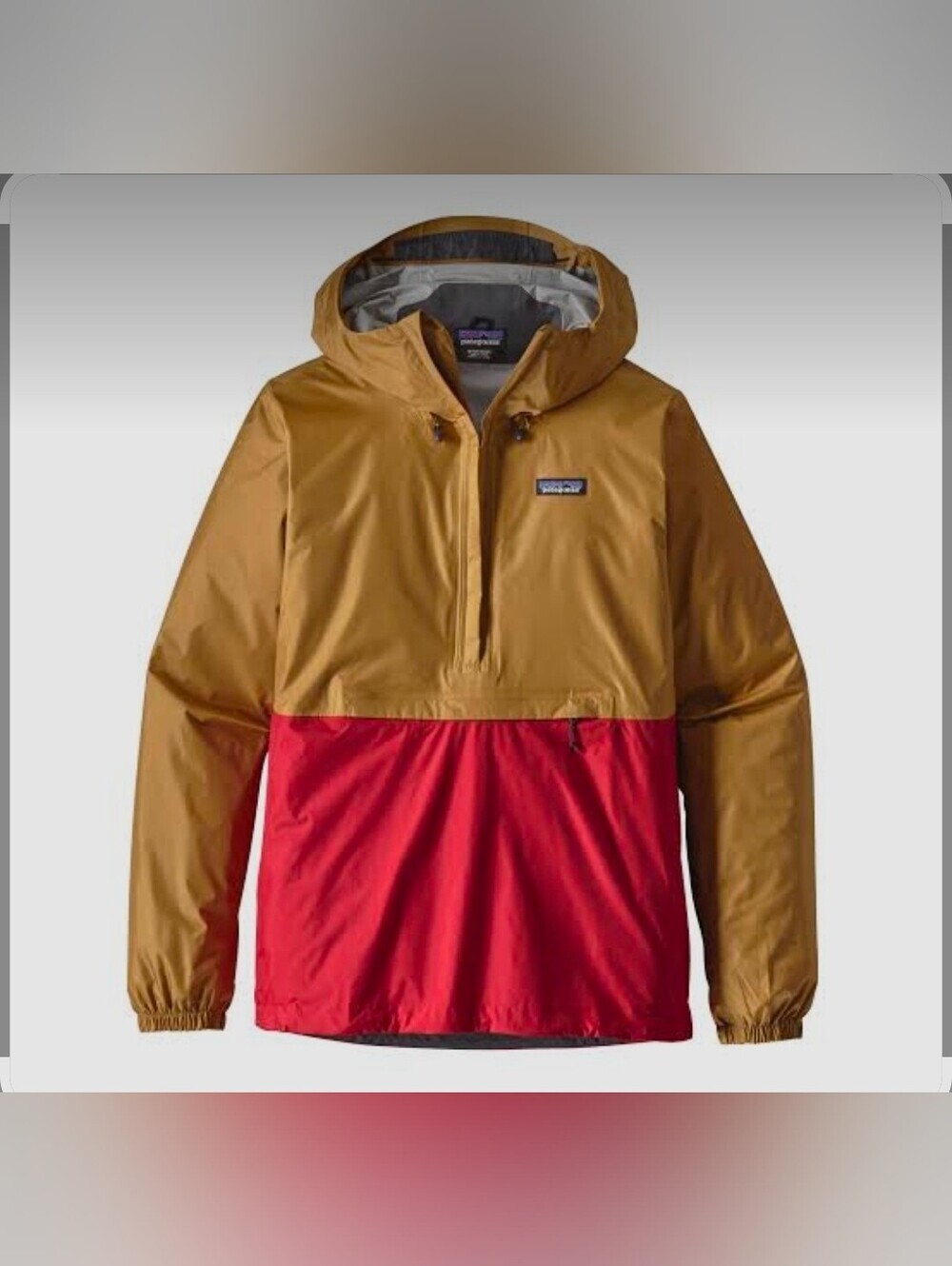 Patagonia Torrentshell Anorak Pullover Jacket Gold Red Colorblock Men's Size M